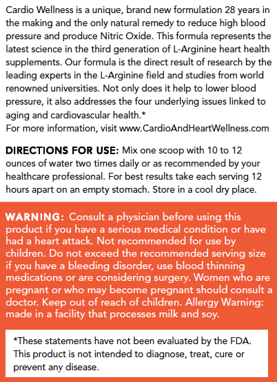 Cardio Wellness Info Label.