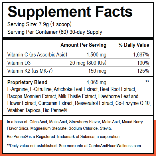 Cardio Wellness Supplement Facts